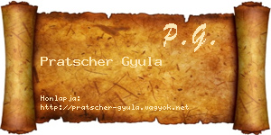 Pratscher Gyula névjegykártya